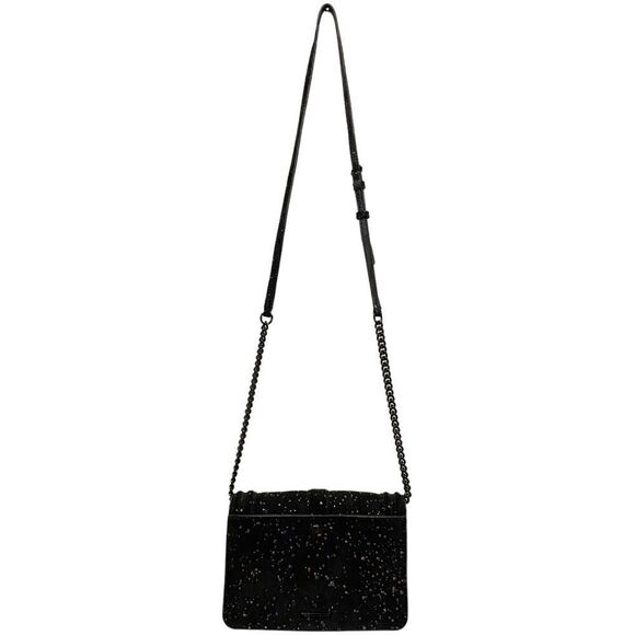 Rebecca Minkoff Black Suede Crossbody Bag with Cobalt Blue & Rose Gold Splatter - Picture 10 of 12